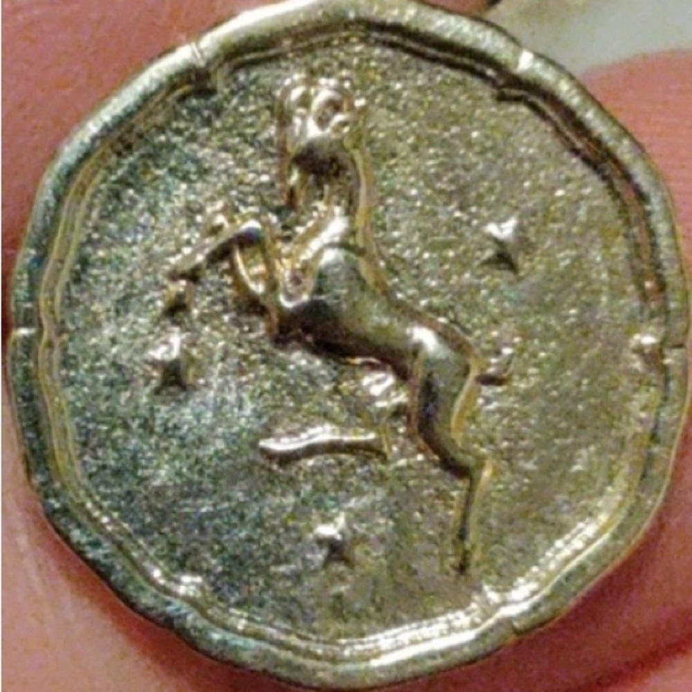 Necklace Aries 3/21-4/19 Zodiac “Ram” sign, 3/4” pendant 18” goldtone chain